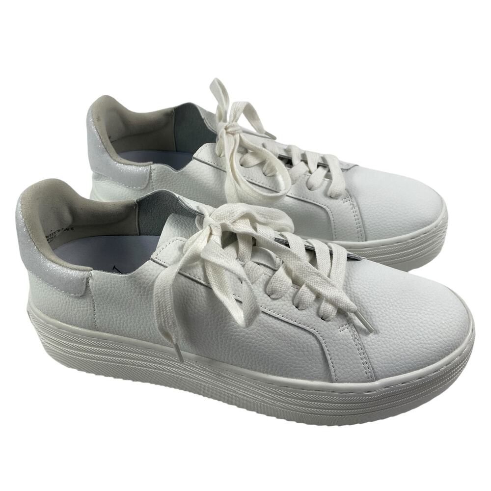 Joy Performance Leather Glitter White Sneaker Women’s Size 8.5